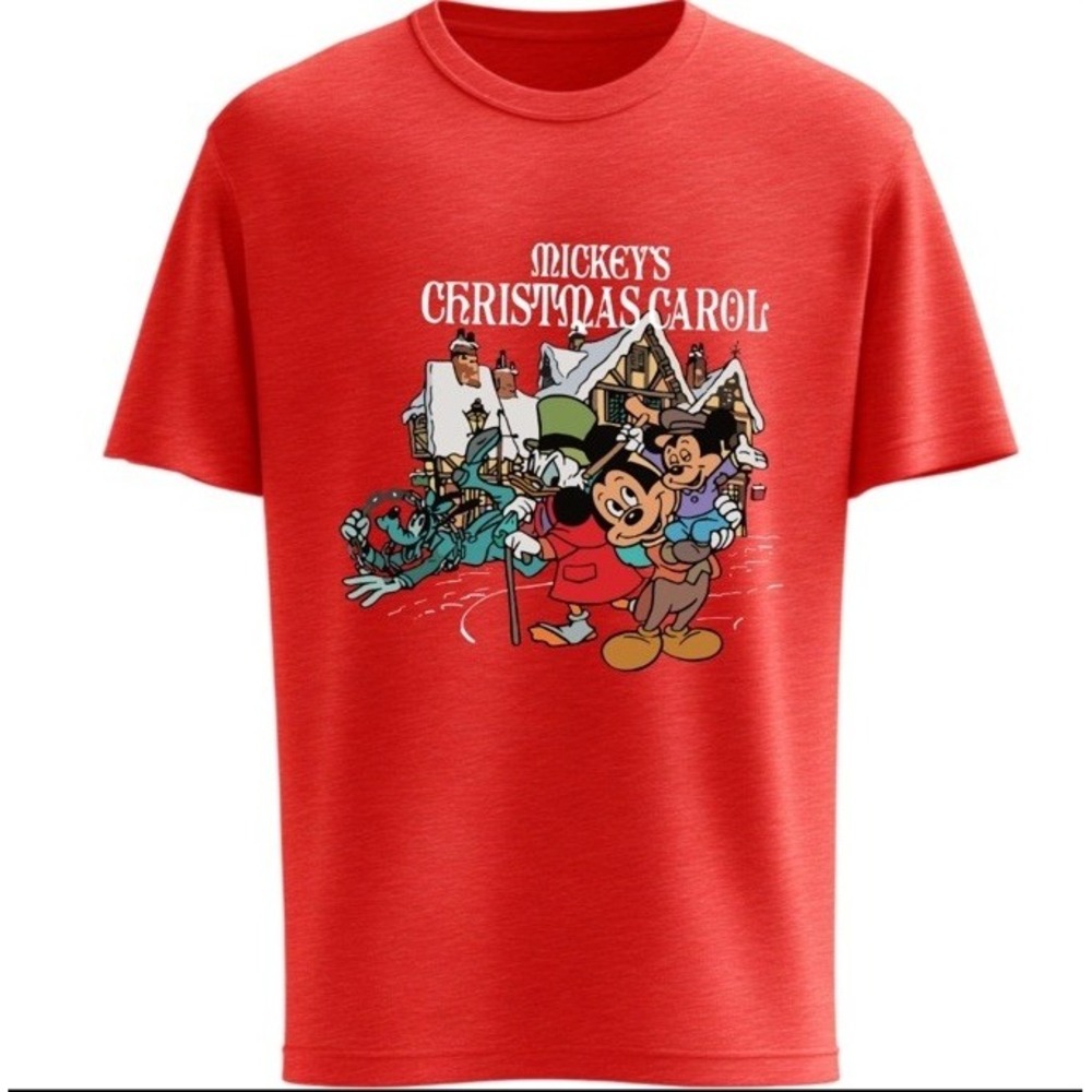 Disney Mickey's Christmas Carol T-Shirt Unisex‎ Adult Red Large
